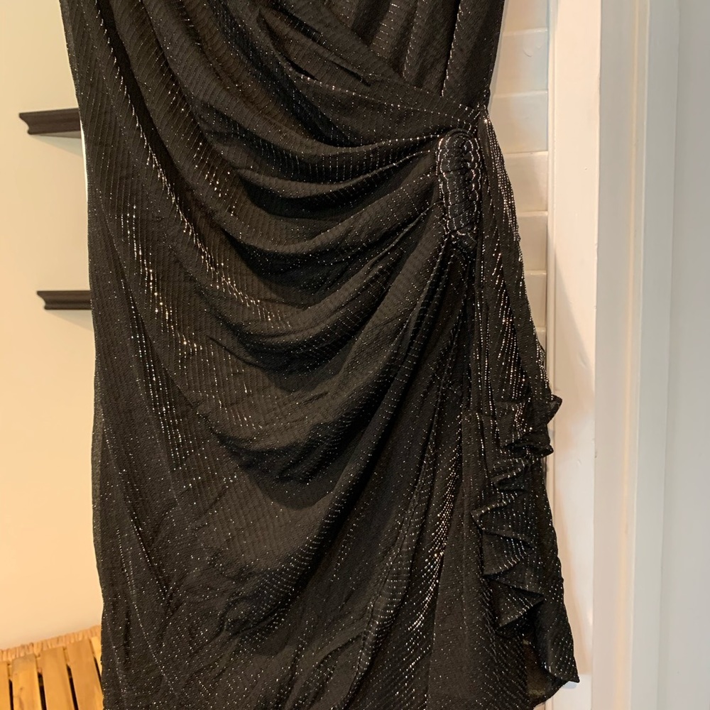 Black With Silver Thread Side Gathered Dress - image 3